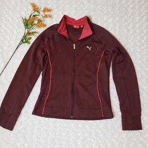 Vintage Y2K Puma maroon and red size large zip up jacket